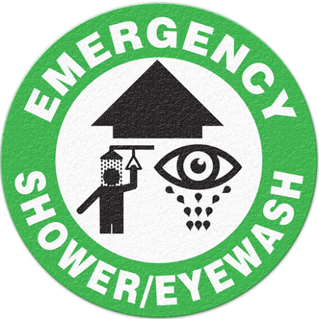 Floor Safety Message Sign Emergency Shower Eyewash
