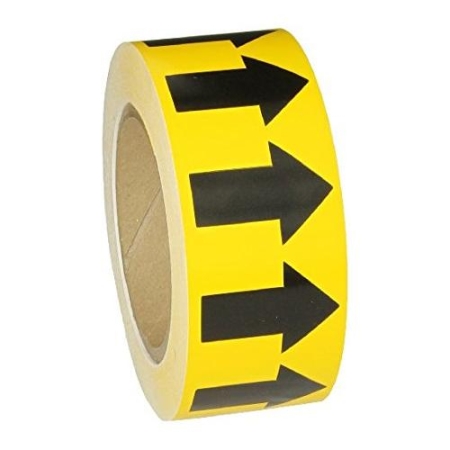 Directional Flow Pipe Marking Tape Yellow Black 4" x 108'
