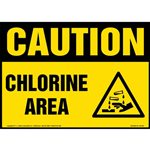 Caution, Chlorine Area Sign with GHS Corrosion Icon