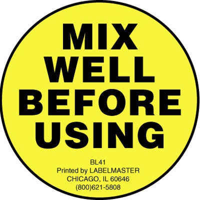 Mix Well Before Using Label