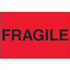 3" x 5" Fragile Fluorescent Red Labels 500ct Roll