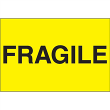2" x 3" Fragile Fluorescent Yellow Labels