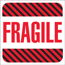 4" x 4" Fragile Labels 500ct roll