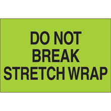 3" x 5" Do Not Break Stretch Wrap Fluorescent Green Labels 500ct Roll