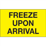 3" x 5" Freeze Upon Arrival Fluorescent Yellow Labels 500ct roll