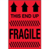2" x 3" This End Up Fragile Fluorescent Red Labels