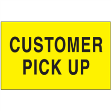 3" x 5" Customer Pick Up Fluorescent Yellow Labels 500ct Roll