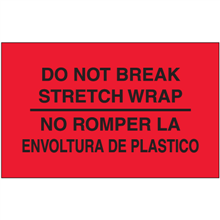 3" x 5" No Romper La Envoltura De Plastico Fluorescent Red Bilingual Labels 500ct Roll