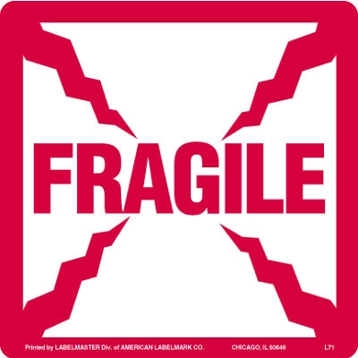 2" x 2" Fragile Labels 500ct Roll