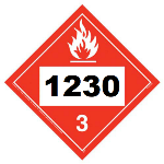 UN 1230 Flammable Liquid Placard, Tagboard