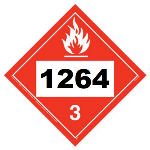 UN 1264 Hazmat Placard, Class 3, Tagboard
