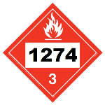 UN 1274 Hazmat Placard, Class 3, Tagboard