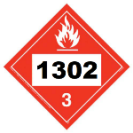 UN 1302 Hazmat Placard, Class 3, Tagboard