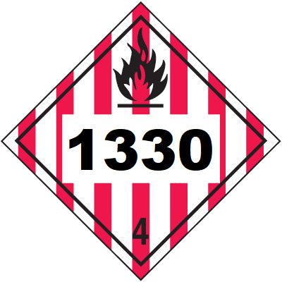 UN 1330 Hazmat Placard, Class 4, Tagboard