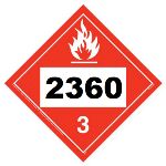 UN 2360 Hazmat Placard, Class 3, Tagboard