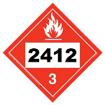 UN 2412 Hazmat Placard, Class 3, Tagboard
