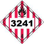 UN 3241 Hazmat Placard, Class 4, Tagboard