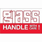 3 x 5" Glass Handle with Care Label 500ct Roll