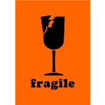 2 x 3" Fragile Label Orange Black w Graphic 500ct Roll