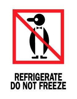 3 x 4" Refrigerate Do Not Freeze Penguin Label 500ct Roll