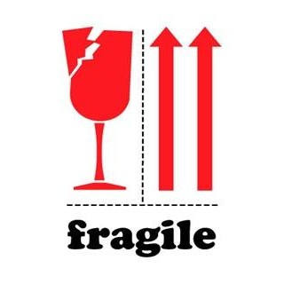 3 x 4" Fragile Broken Glass Arrows Label 500ct Roll