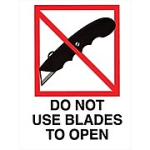 3 x 4" Do Not Use Blades to Open Knife Label 500ct Roll