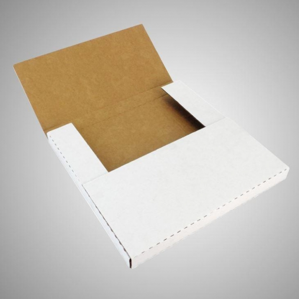 12-1/2 x 12-1/2 x 2" White Multi-Depth Corrugated Easy Fold Mailers 50ct