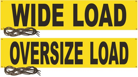 Double Sided Wide Oversize Load Banner Grommets & Ropes 14" x 72"
