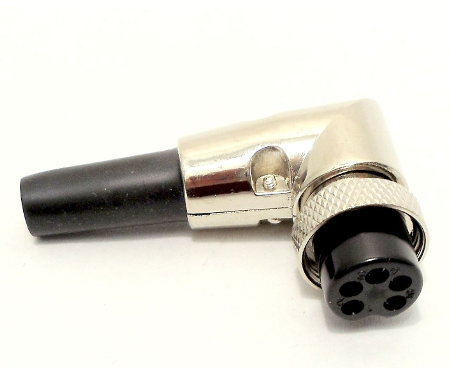 5-PIN Right Angle Microphone Connector w/Strain Relief