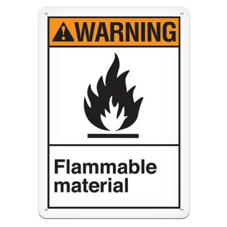 ANSI Safety Sign, Warning Flammable Material