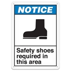 ANSI Safety Sign, Notice Safety Shoes Required In This Area