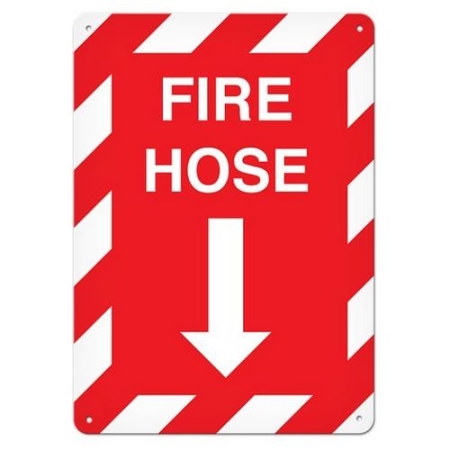Fire Safety Sign Fire Hose with Down Arrow