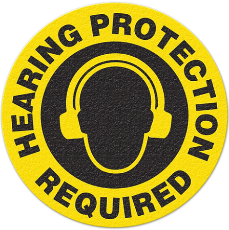 Floor Safety Message Sign Hearing Protection Required