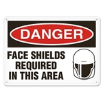 OSHA Safety Sign Danger Face Shields Required In This Area