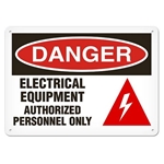 OSHA Safety Sign Danger Electrical Equipment Authorized Personnel Only