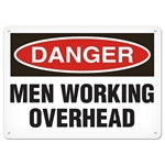 OSHA Safety Sign Danger Men Working Overhead