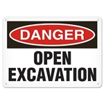 OSHA Safety Sign Danger Open Excavation