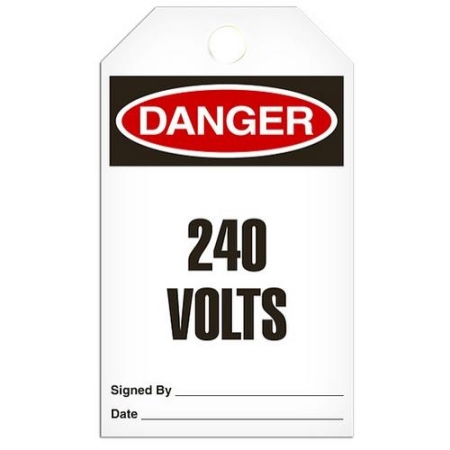Safety Tag Danger 240 Volts