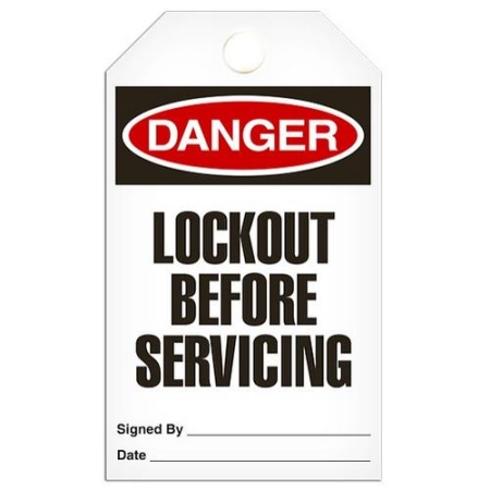 Safety Tag Danger Lockout Before Servicing