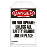 Safety Tag Danger Do Not Operate Unless All Safety Guards Are In Place