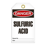 Safety Tag Danger Sulfuric Acid