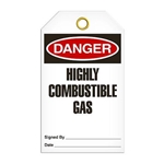 Safety Tag Danger Highly Combustible Gas