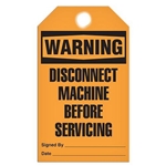 Safety Tag Warning Disconnect Machine Before Servicing