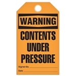 Safety Tag Warning Contents Under Pressure