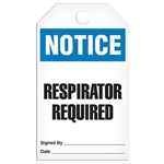 Safety Tag Notice Respirator Required