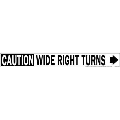 17" x 2" Caution Wide Right Turns Decal
