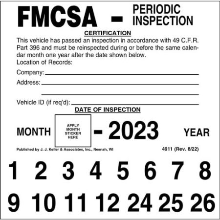 FMCSA Periodic Inspection Label
