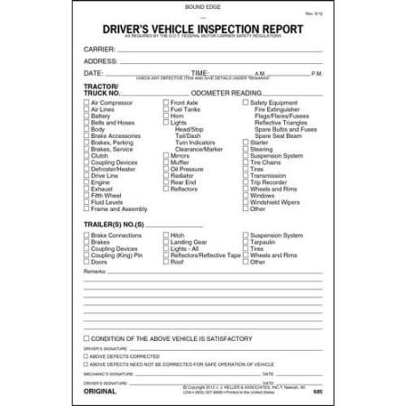 Detailed Driver's Vehicle Inspection Report 2-Ply Carbon