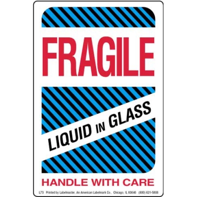 Fragile Liquid In Glass Label, Glass & Liquid Labels, L73