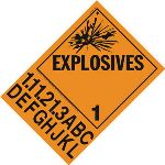 Explosives 1 Placard With Tabs, Remobale Vinyl, 25ct